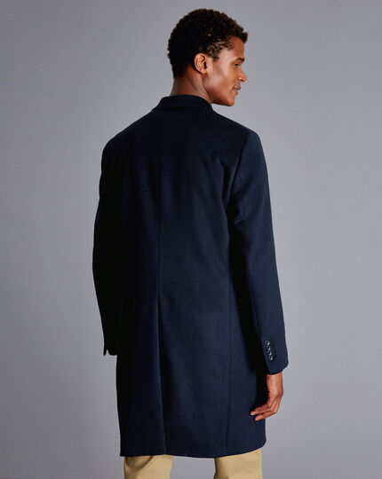 Wool Cashmere Overcoat - Navy | Charles Tyrwhitt
