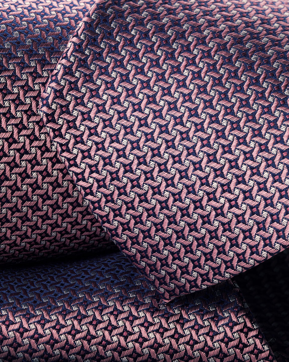 Semi-Plain Pattern Silk Tie - Pink | Charles Tyrwhitt