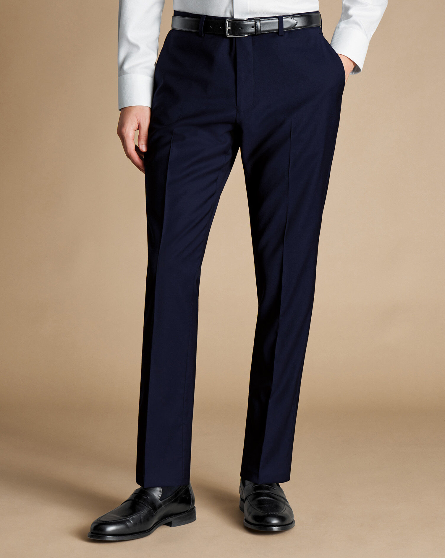 Navy Backstrap Super 120's wool-twill suit trousers | Thom Browne | MATCHES  UK