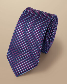 Slim Semi Plain Silk Patterned Tie - Blackberry Purple