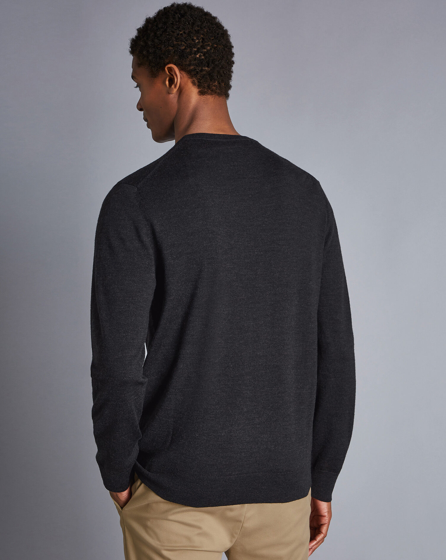 Merino Crew Neck Sweater - Charcoal Grey | Charles Tyrwhitt