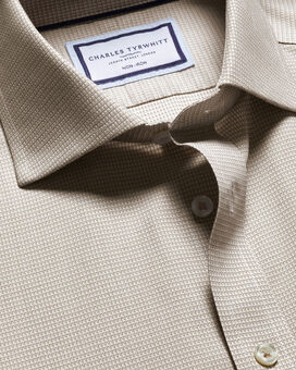 Spread Collar Non-Iron Stretch Kensington Weave Shirt - Stone