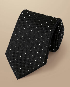 Spot Silk Tie  - Black