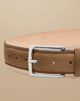 Made In England Suede Belt - Tobacco Brown