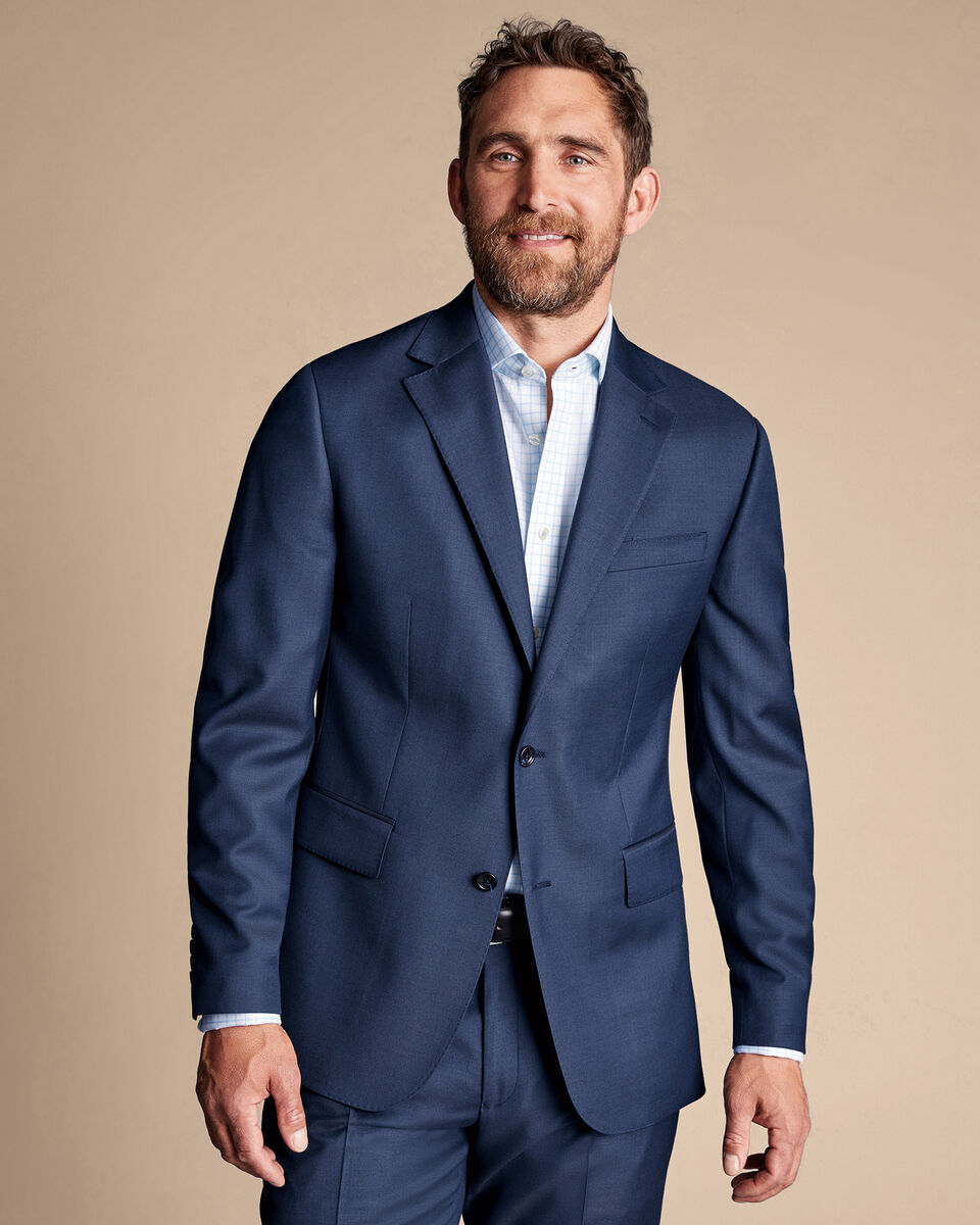 Men's Royal Blue Twill Classic Fit Suit Trousers
