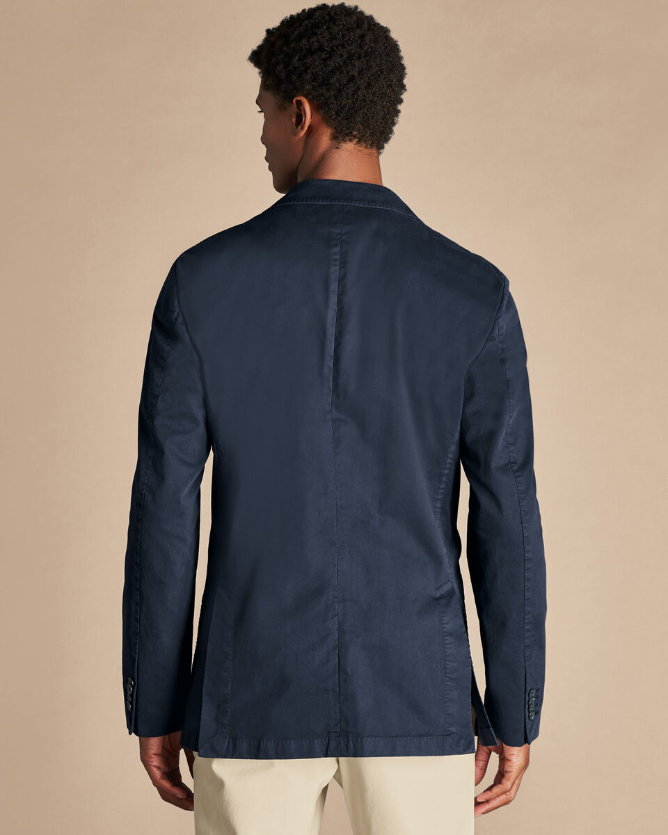 Cotton Stretch Garment Dyed Jacket - Ink Blue | Charles Tyrwhitt