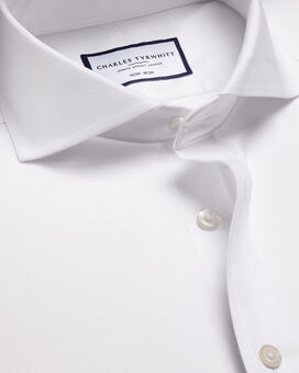 Extreme Spread Collar Non-Iron Twill Shirt - White