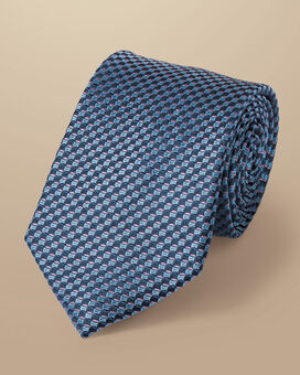 Semi Plain Silk Pattern Tie - Ocean Blue