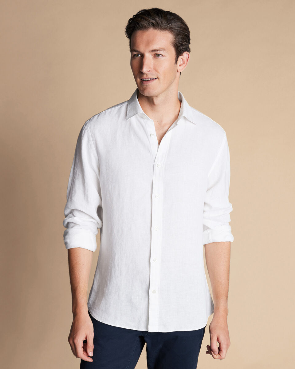 White Wrinkle Free Cotton Linen Shirt