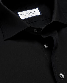 Spread Collar Non-Iron Poplin Shirt - Black