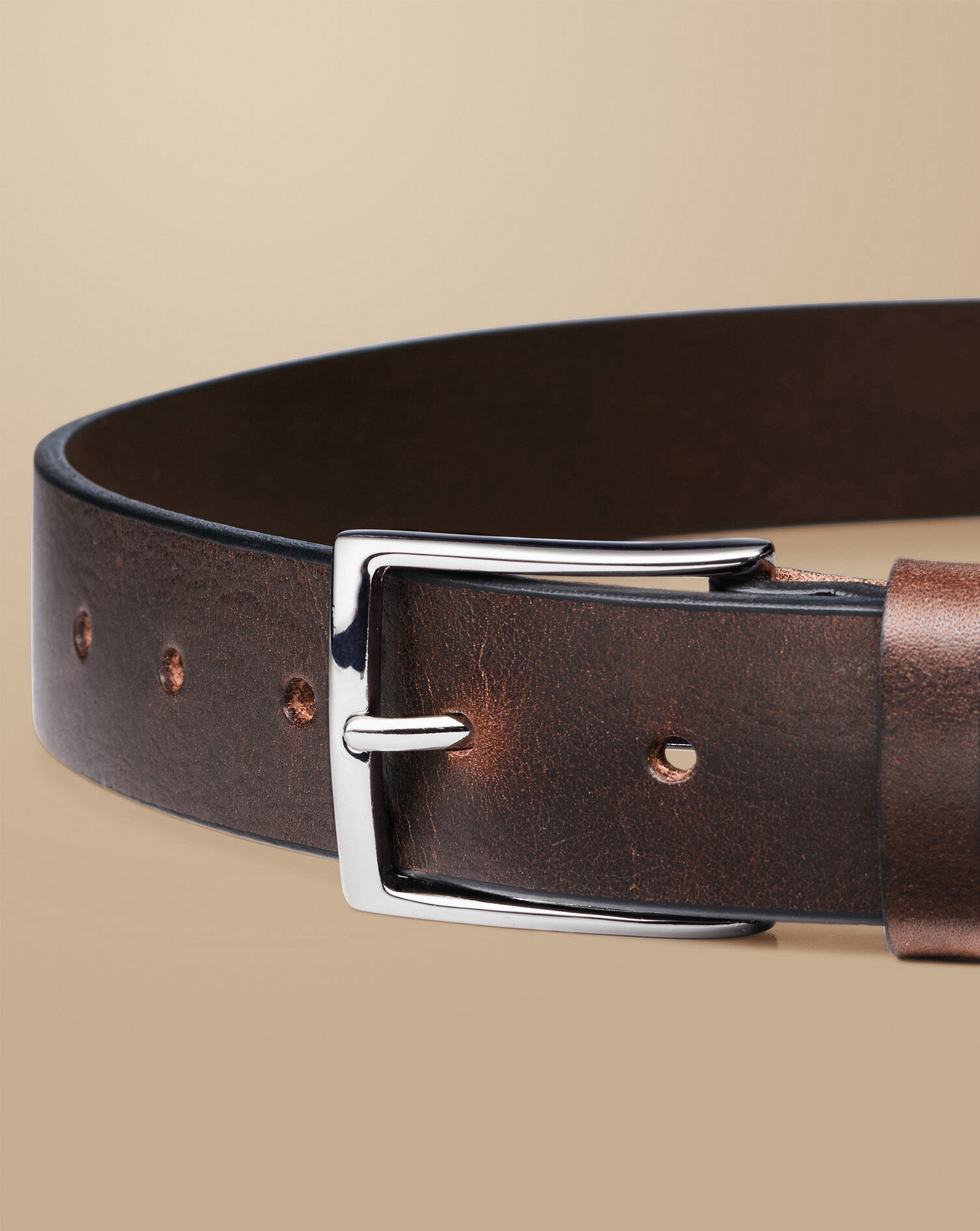 Made in England Leather Chino Belt - Chocolate Brown | Charles