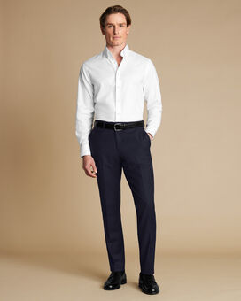 Twill Wool Stretch Pants - Navy