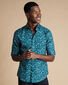 Made with Liberty Fabric Semi-Cutaway Collar Floral Print Shirt - Atlantic Green