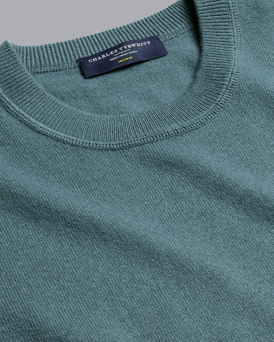 Cashmere Merino Crew Neck Sweater Green | WoolOvers