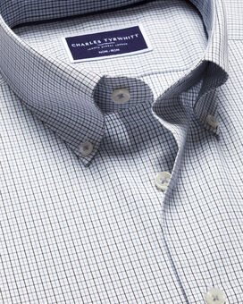 Button-Down Collar Non-Iron Fine Check Oxford Shirt - Black
