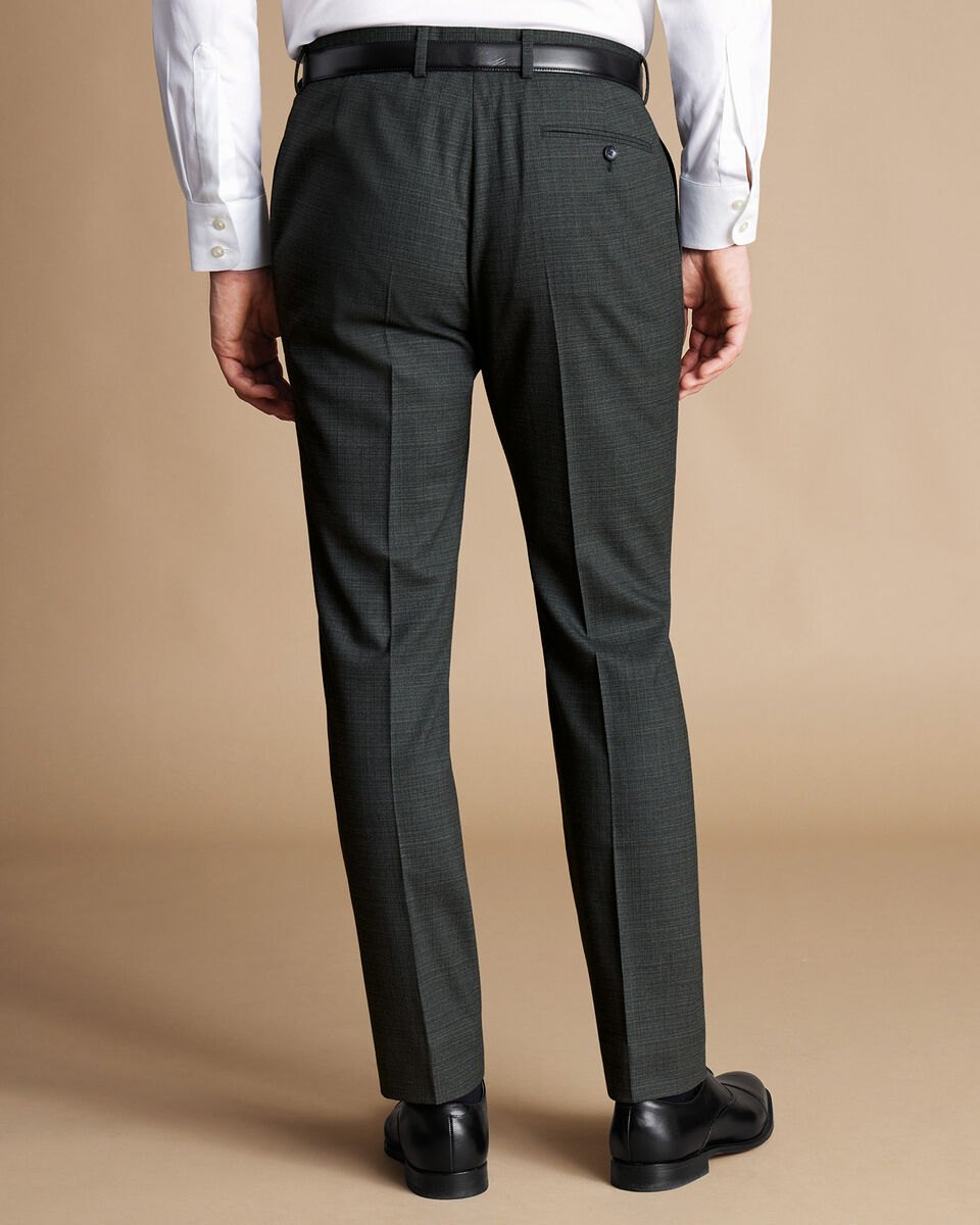 Micro Grid Check Suit Trousers - Grey | Charles Tyrwhitt