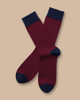 Herringbone Socks - Red & Navy