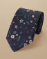 Made With Liberty Fabric Large Floral Print Cotton Tie - Navy