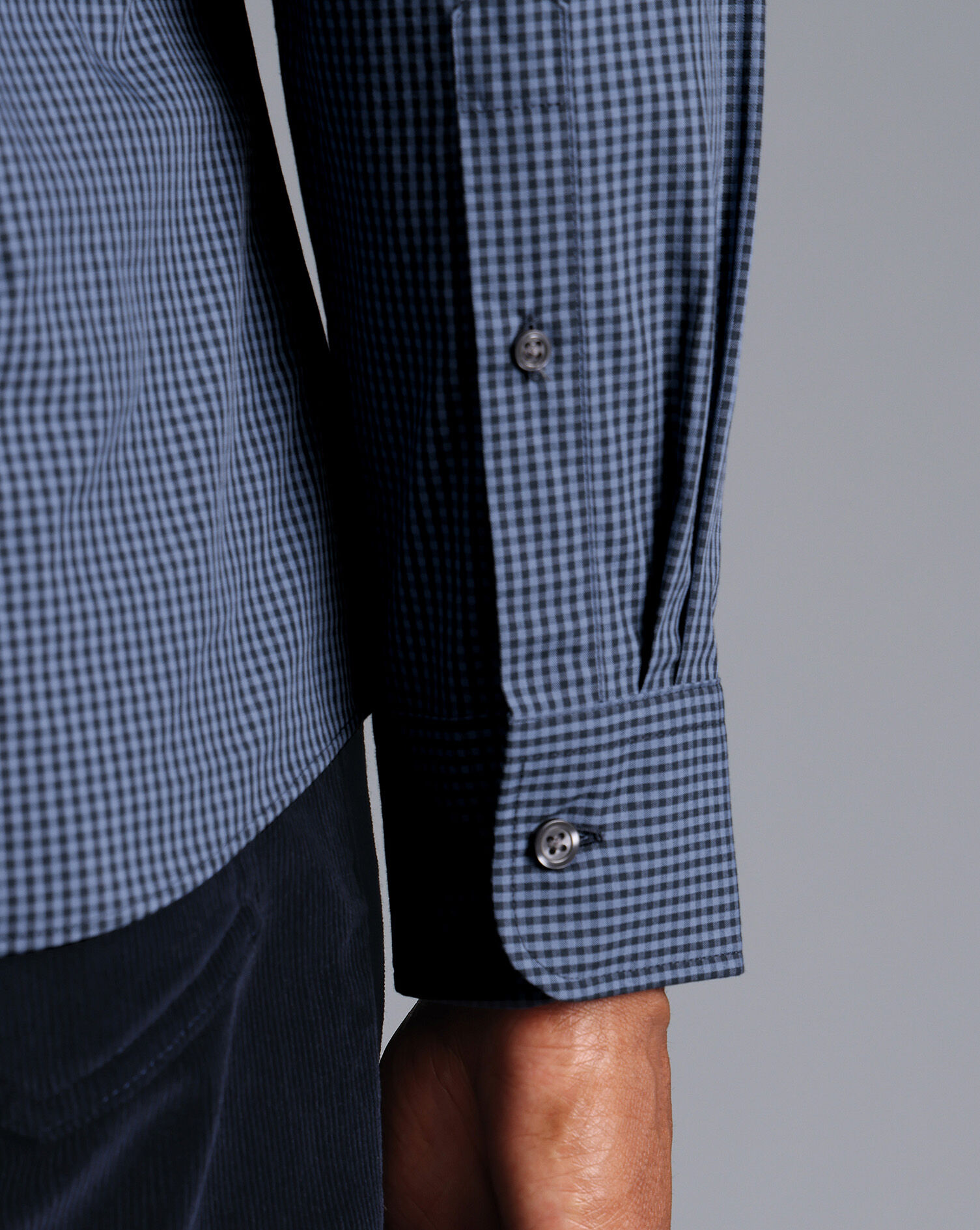 Button-Down Collar Non-Iron Stretch Poplin Mini Gingham Shirt
