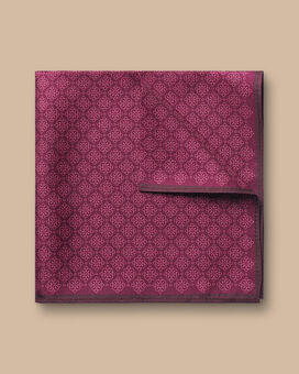 Floral Medallion Silk Pocket Square - Raspberry Pink