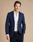 Herringbone Wool Linen Silk Jacket - Ink Blue