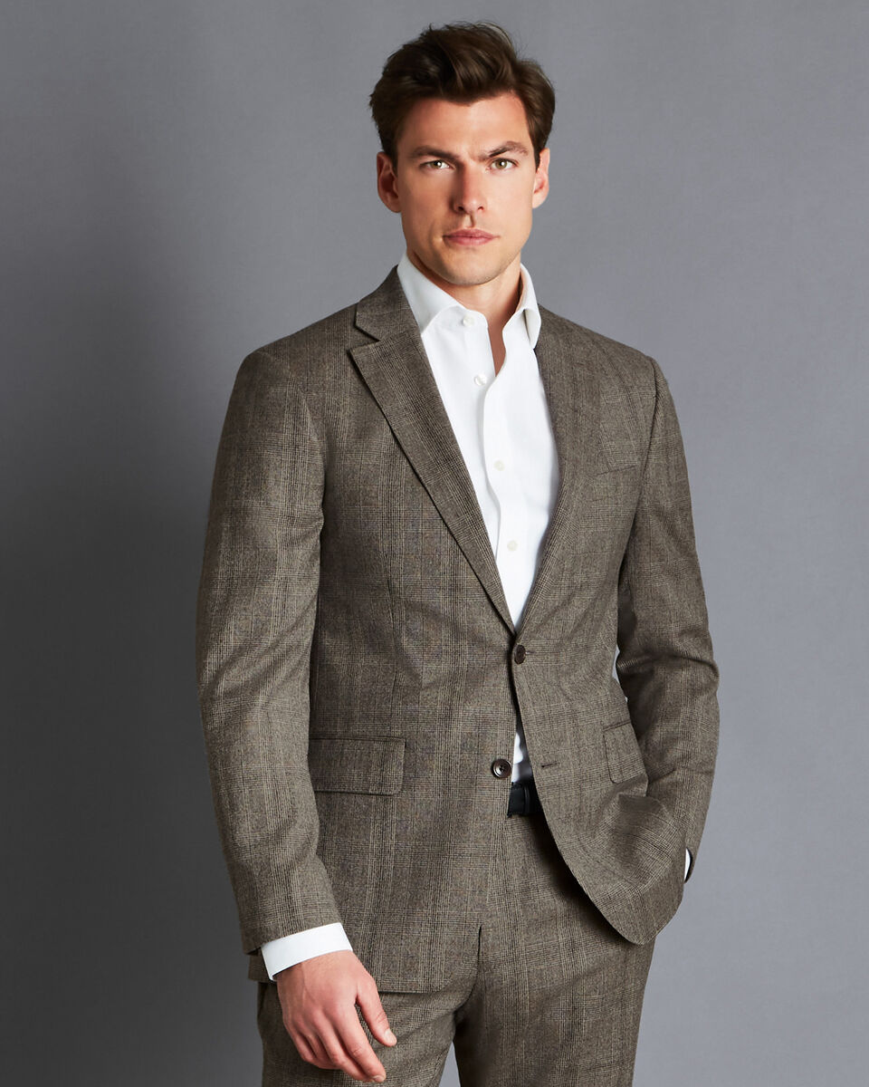 Prince of Wales Check Suit Jacket - Oatmeal | Charles Tyrwhitt