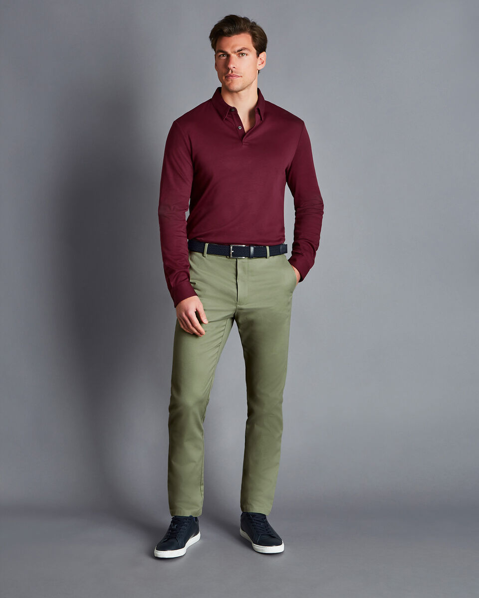 Khaki Chinos with Faded Green Shirt