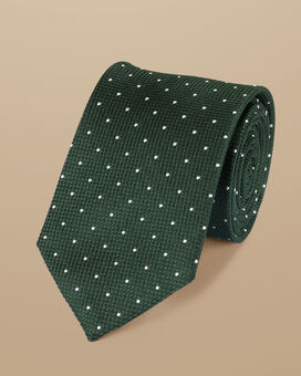 Spot Silk Tie - Dark Green & Silver Grey