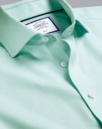Cutaway Collar Non-Iron Regent Weave Shirt - Green | Charles Tyrwhitt
