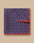 Floral Silk Pocket Square - French Blue and Coral