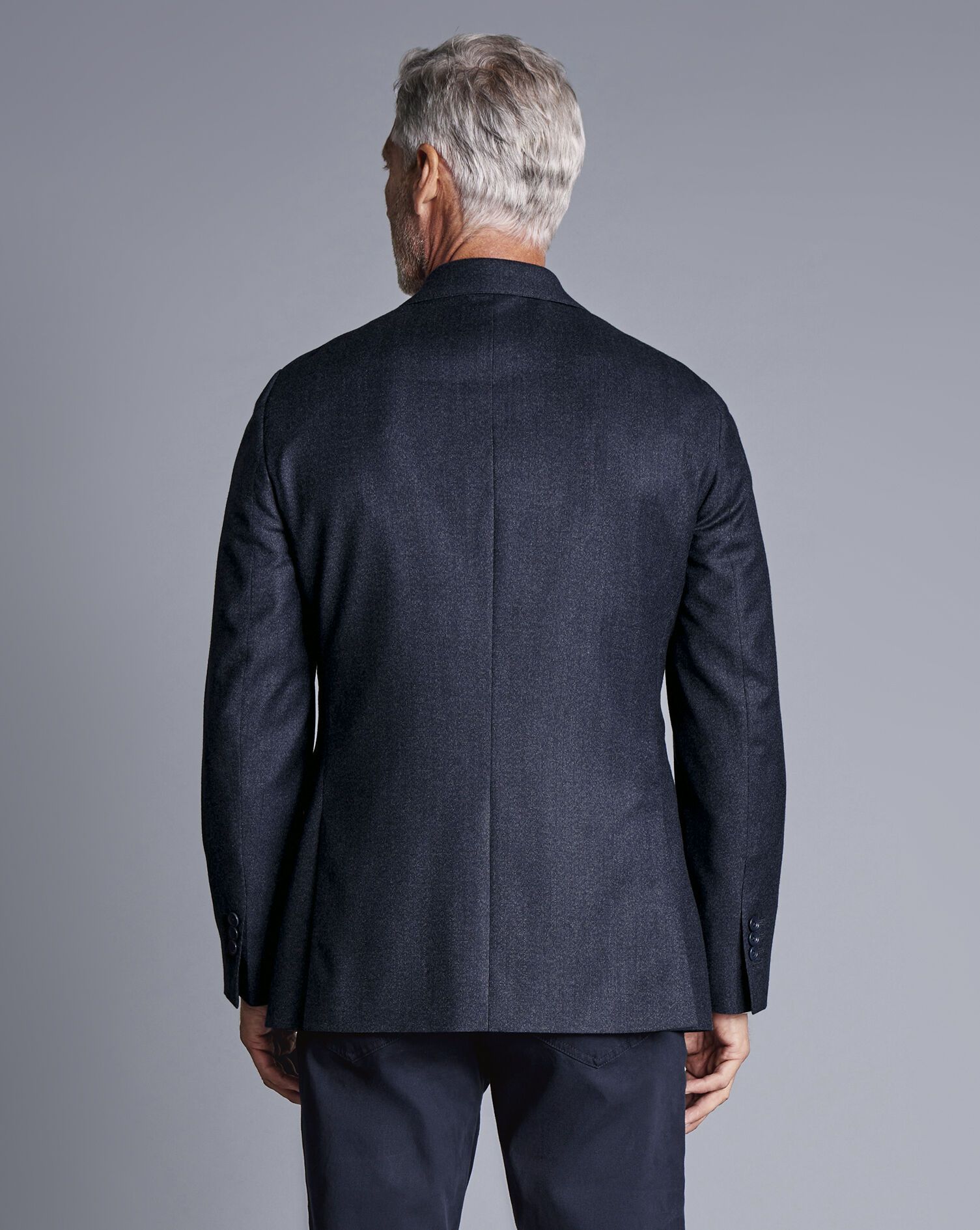 Double Breasted Italian Pindot Suit Jacket - Denim Blue