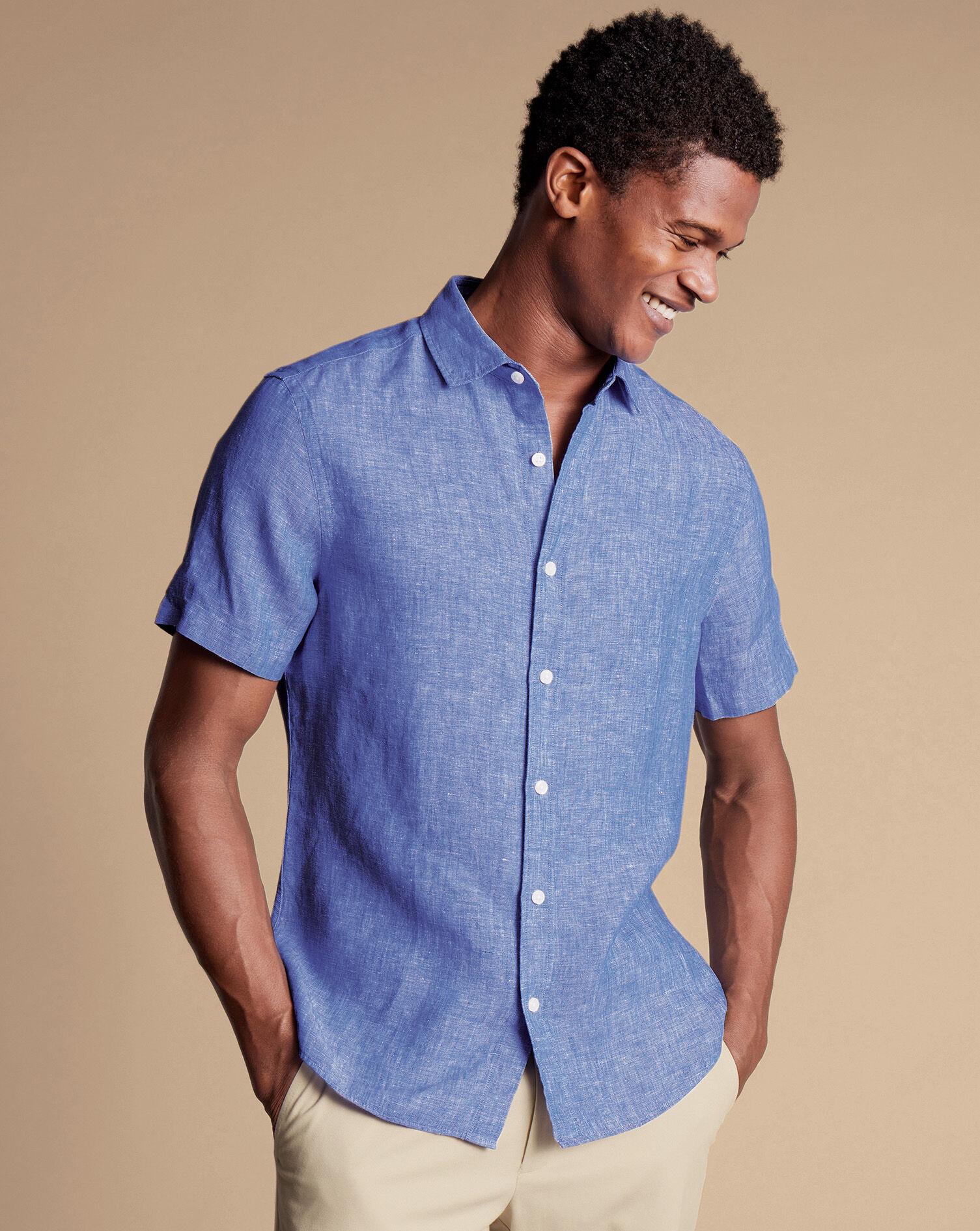 Men's Short sleeve Linen Shirts | Charles Tyrwhitt