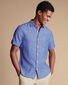 Pure Linen Short Sleeve Shirt  - Cobalt Blue