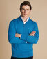 Merino Zip Neck Jumper  - Bright Blue