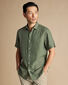 Pure Linen Short Sleeve Shirt - Olive Green