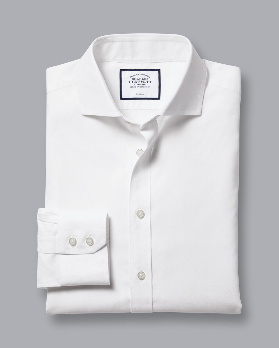 Cutaway Collar Non-Iron Twill Shirt - White | Charles Tyrwhitt
