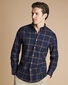 Button-Down Collar Non-Iron Twill Large Grid Check Shirt - Navy