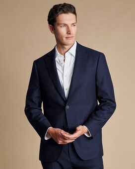 Italian Flannel Suit Jacket  - Indigo Blue