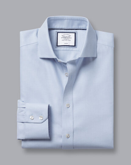 Cutaway Collar Non-Iron Richmond Weave Shirt - Sky Blue | Charles Tyrwhitt
