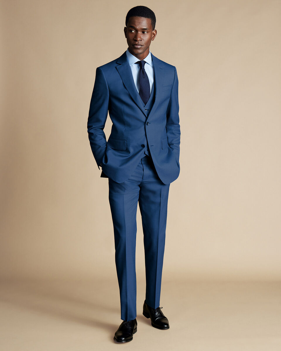 Ultimate Performance Sharkskin Suit Waistcoat - Indigo Blue | Charles ...