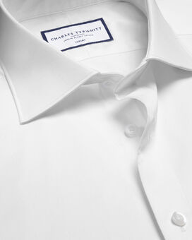 Semi-Cutaway Collar Luxury Twill Shirt - White