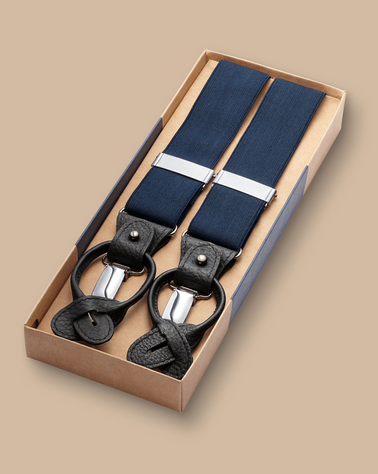 Navy Blue Elastic Adjustable Braces Trouser Y-Back Clip On Suspenders for  Men and Women