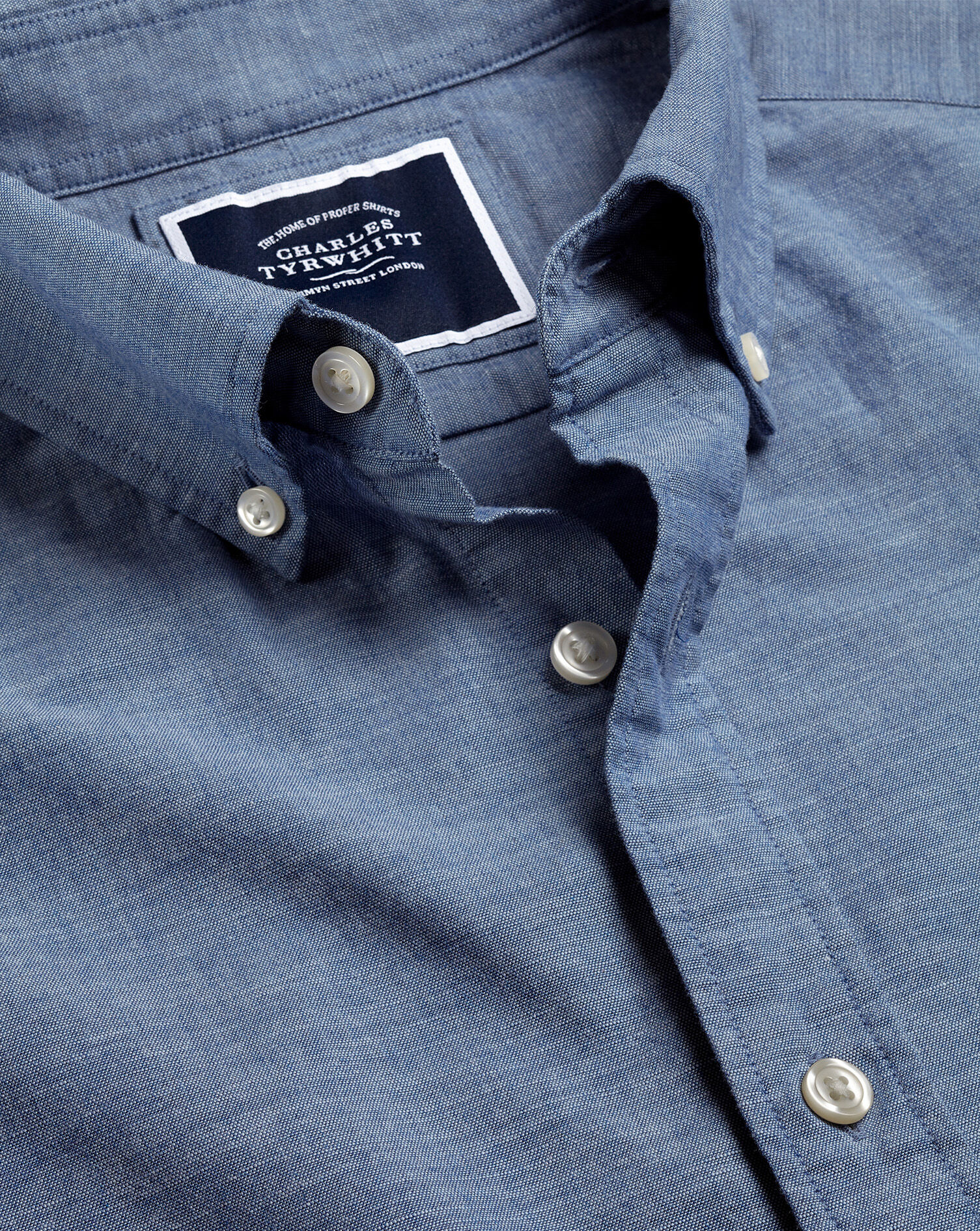 Button-Down Collar Chambray Shirt - Indigo Blue | Charles Tyrwhitt