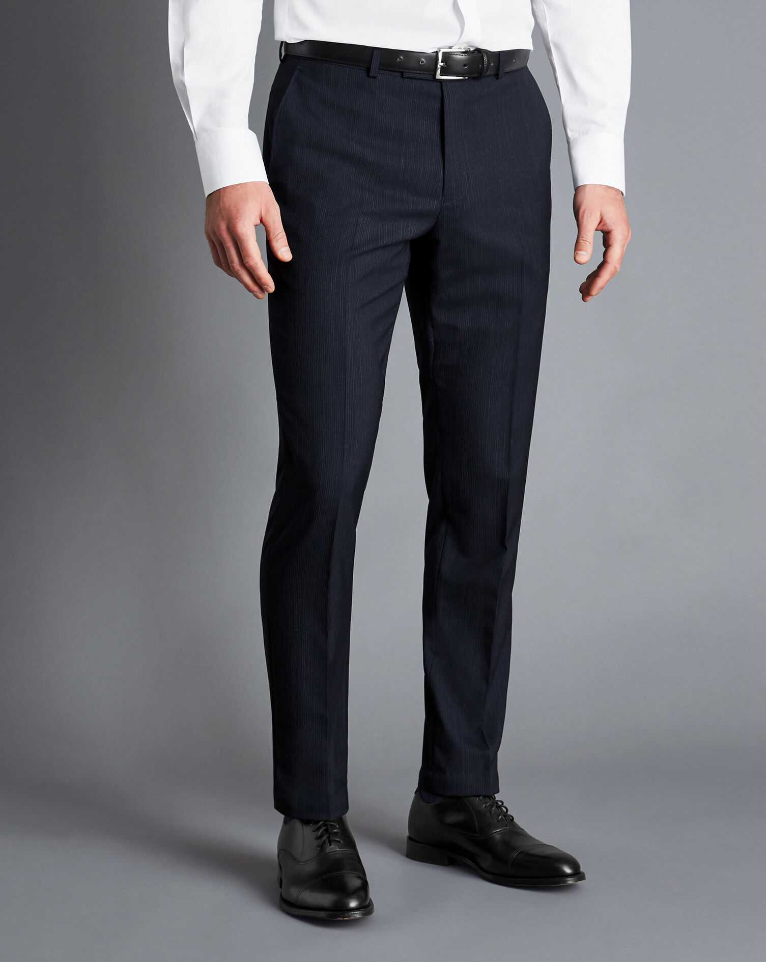 Melange Pinstripe Suit Pants - Dark Navy | Charles Tyrwhitt