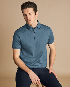 Textured Jacquard Polo - Airforce Blue