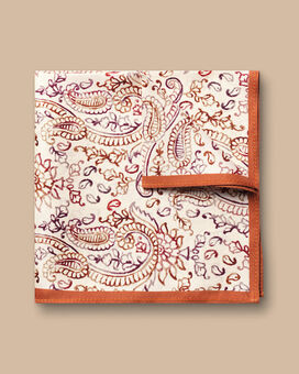 Pochette de costume à motif cachemire en soie - Crème