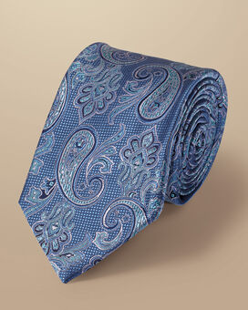 Silk Paisley Tie - Ocean Blue