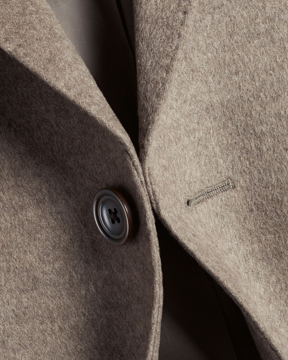 Wool Overcoat - Oatmeal | Charles Tyrwhitt