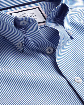 Button-Down Collar Non-Iron Stripe Oxford Shirt - Cobalt Blue