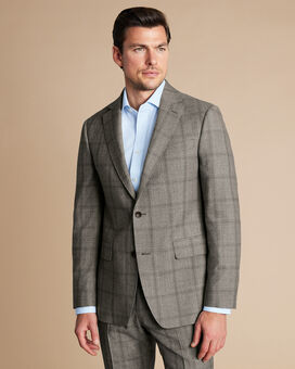 Ultimate Performance Check Suit Jacket  - Cappuccino